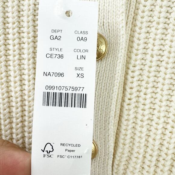 J. Crew Ribbed Cotton Button-Collar Sweater Long Sleeve Linen Size XS NWT - Picture 9 of 10
